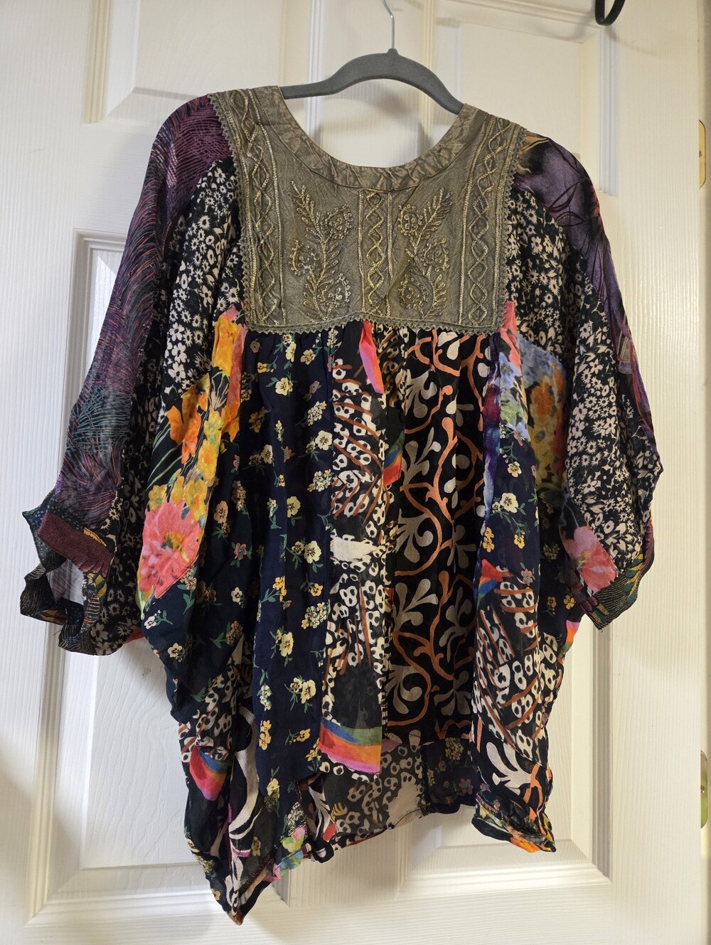 BNWT Young Threads Patchwork Peasant Top Size Small